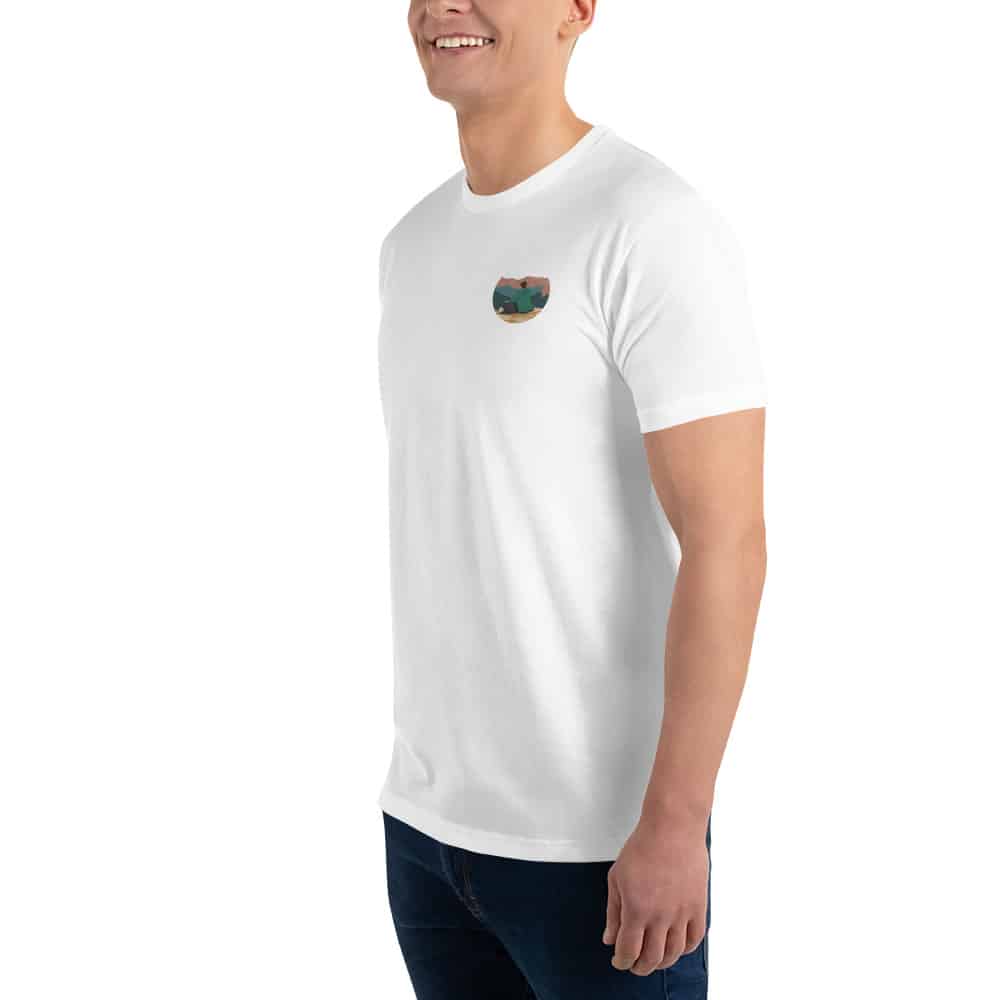 photo t-shirt homme Vivencia porté de 3/4 face sur fond blanc